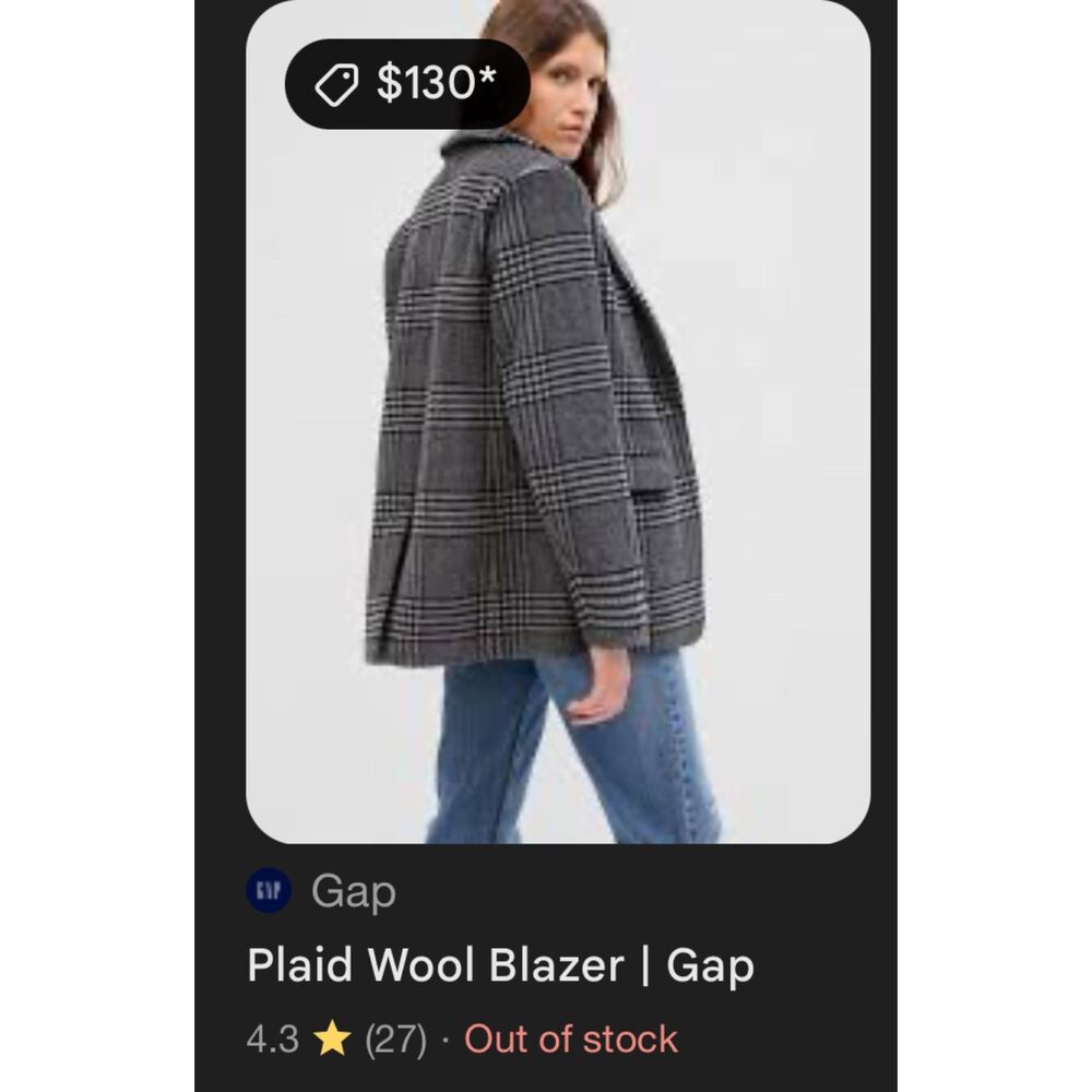 NWOT Womens Petite L Gap Plaid Blazer Jacket $168 Retail
